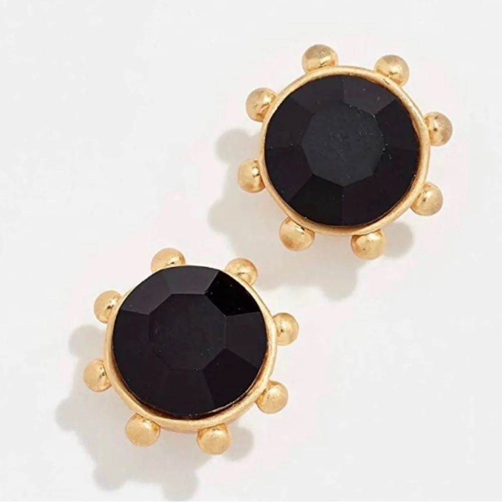 Kate Spade New York Women's Jet Cubic Zirconia‎ Bezel Stud Earrings new